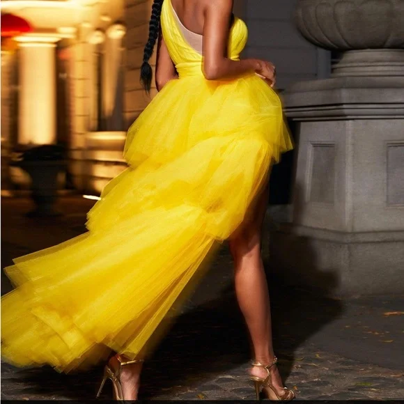 Mew Mews Essie One Shoulder Tulle Maxi Dress - Picture 3 of 8